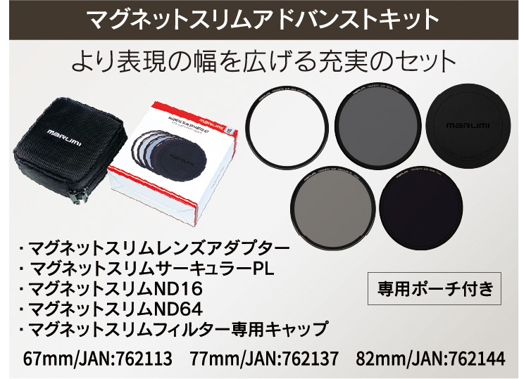 マグネットスリムフィルターにムービーキット新登場！ NDもさらに充実の全７種類！（ND2/ND4/ND8/ND16/ND32/ND64/ND1000）